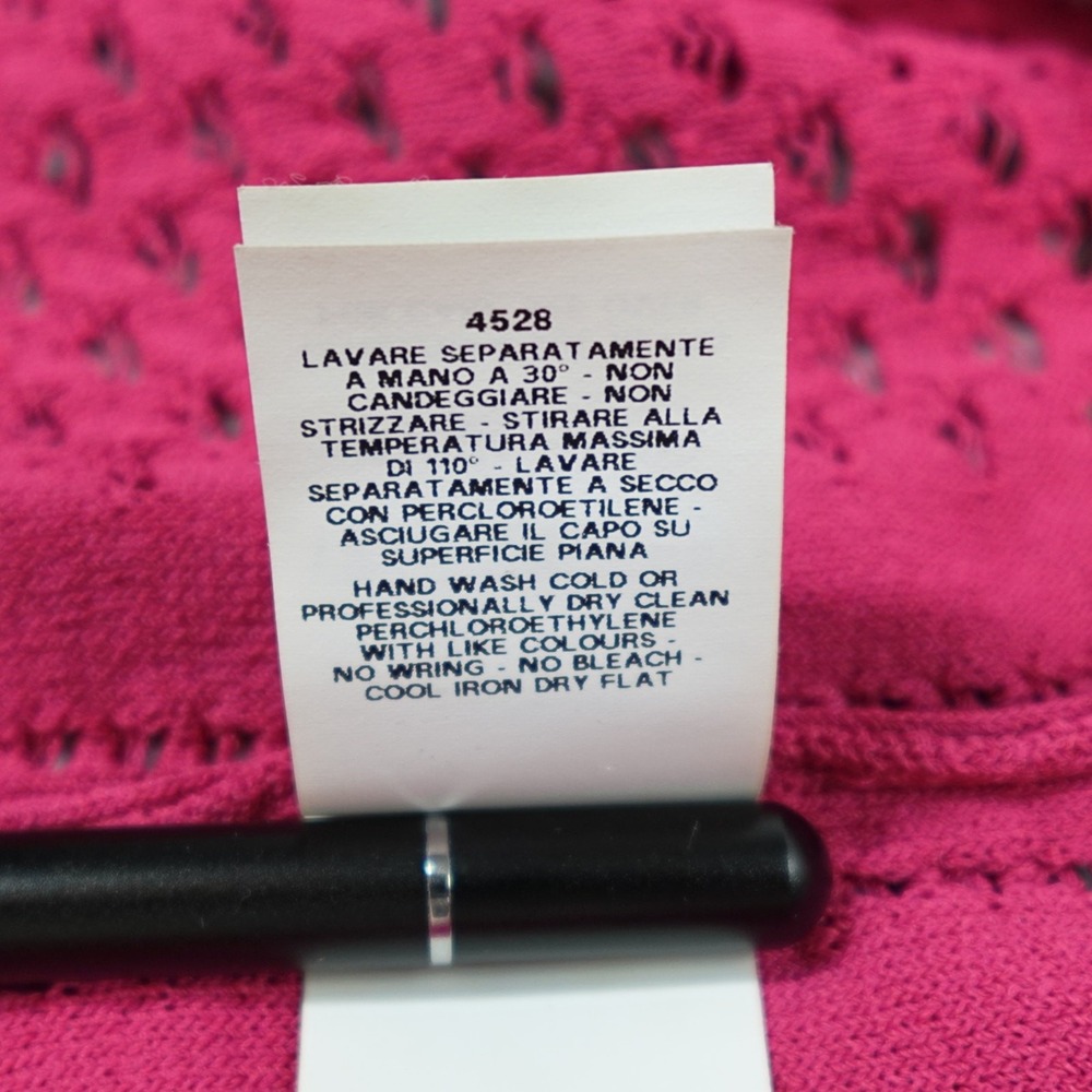 Moschino Cardigan Womens 4 Pink Cropped Fine‎ Knit Open Stitched Statement Italy - Picture 8 of 16
